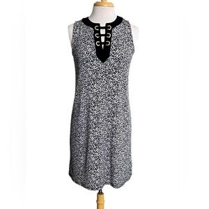 Michael Kors MICHAEL Black White Floral Sleeveless Lightweight Shift Dress Sz M